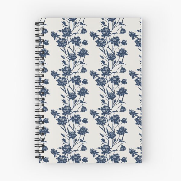 Item preview, Navy Blue Floral Trellis Pattern on Light Ivory, Smaller Scale (larger scale available) designed and sold by KShedenhelm.