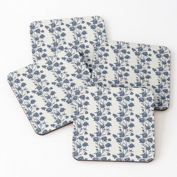 Item preview, Navy Blue Floral Trellis Pattern on Light Ivory, Smaller Scale (larger scale available) designed and sold by KShedenhelm.