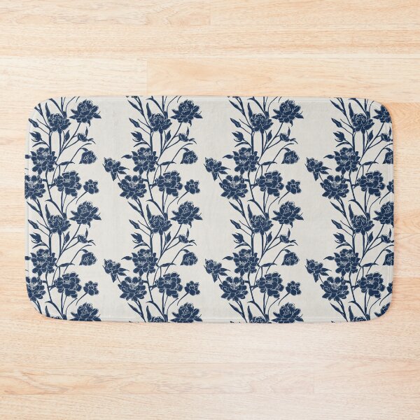 Item preview, Navy Blue Floral Trellis Pattern on Light Ivory, Smaller Scale (larger scale available) designed and sold by KShedenhelm.