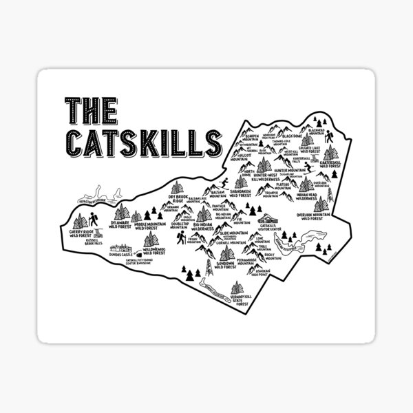 The Catskills Map Art Sticker For Sale By Fiberandgloss Redbubble   St,small,507x507 Pad,600x600,f8f8f8 