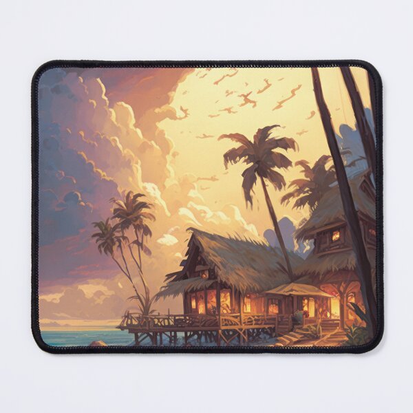Item preview, Peaceful Life By Seaside Huts With Gentle Waves And Tropical Trees designed and sold by Crystal Heaven.