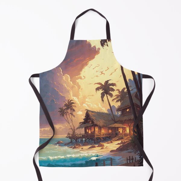 Item preview, Peaceful Life By Seaside Huts With Gentle Waves And Tropical Trees designed and sold by Crystal Heaven.