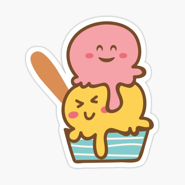 Fabulously Cute Double Scoop Ice Cream Couple Sticker