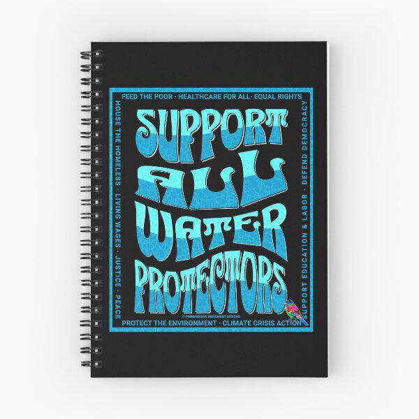 Item preview, PMD00597 Progressive Movement Designs Support All Water Protectors with 12 policy goals for progressive Democrats Independents and Bernie Sanders supporters with retro vintage 1960s style designed and sold by ProgressiveLeft.