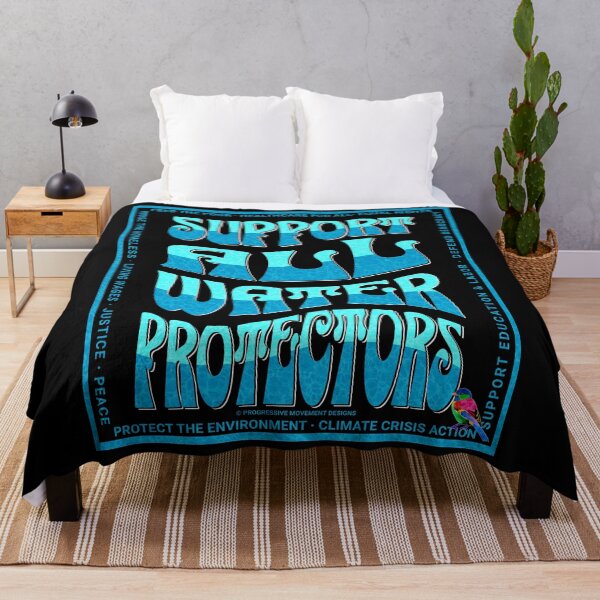 Item preview, PMD00597 Progressive Movement Designs Support All Water Protectors with 12 policy goals for progressive Democrats Independents and Bernie Sanders supporters with retro vintage 1960s style designed and sold by ProgressiveLeft.