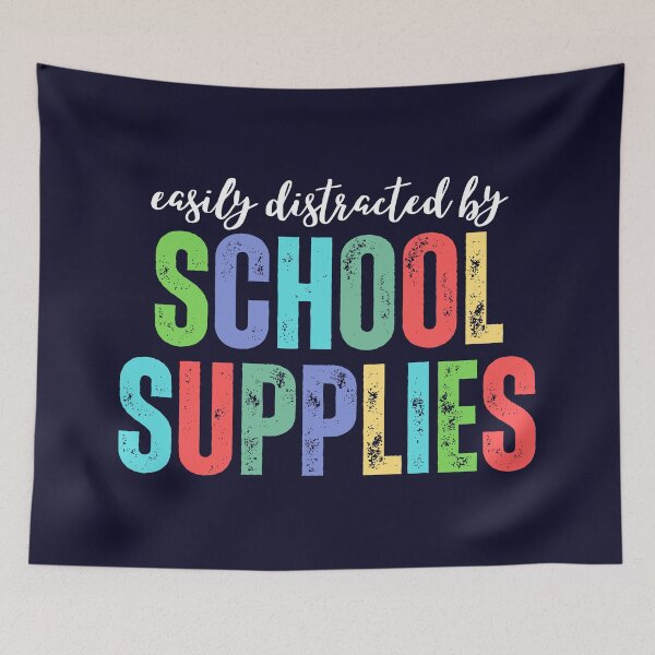 Item preview, Easily Distracted By School Supplies Funny Retro Teacher designed and sold by SunfullyYours.