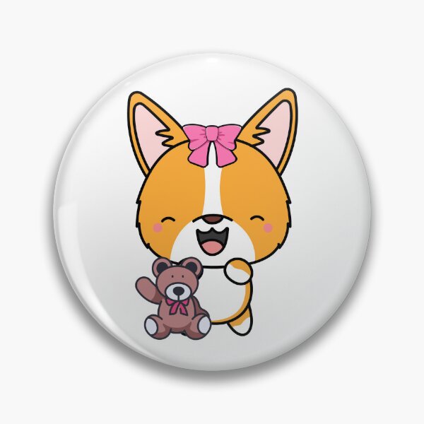Item preview, Cute Corgi is holding its teddy bear designed and sold by Pet Station.