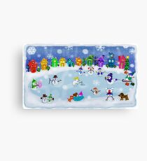 Snowy Night Frozen Fun Canvas Print