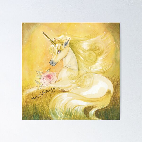 Unicorn In Golden Dusk Poster