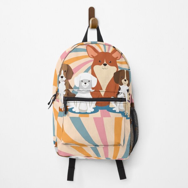 Item preview, 6 cute cartoon dogs in groovy retro background designed and sold by MerryCrown.