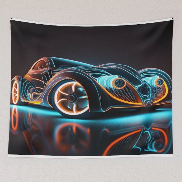 Item preview, Intricate Volumetric Lighting Artwork Of Futuristic Cars designed and sold by Unwind-Art-Work.