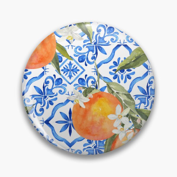 Item preview, Oranges on Blue Tiles designed and sold by Tired-Starling.