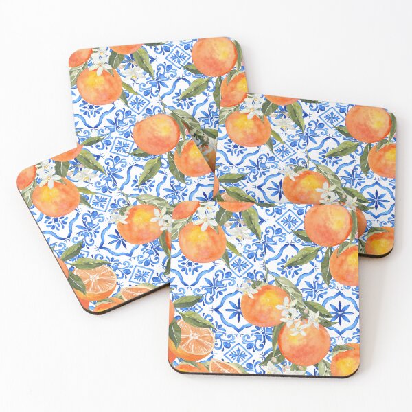 Item preview, Oranges on Blue Tiles designed and sold by Tired-Starling.