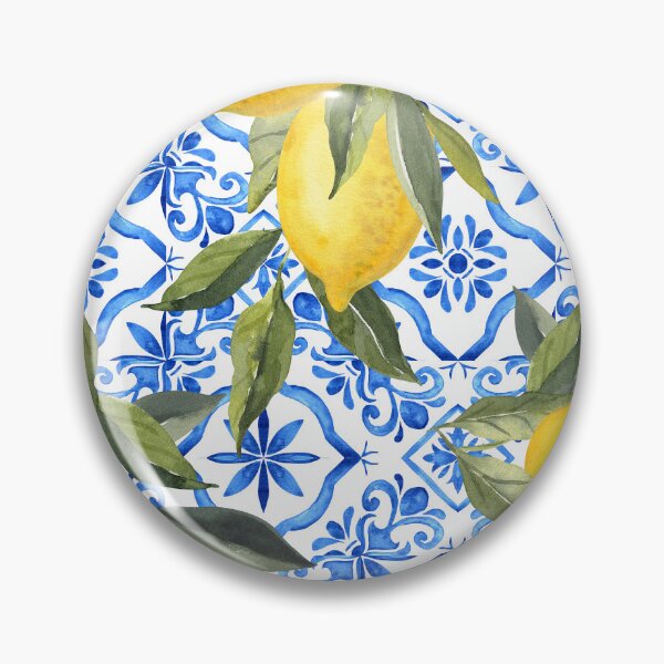 Item preview, Lemons on Blue Tiles designed and sold by Tired-Starling.