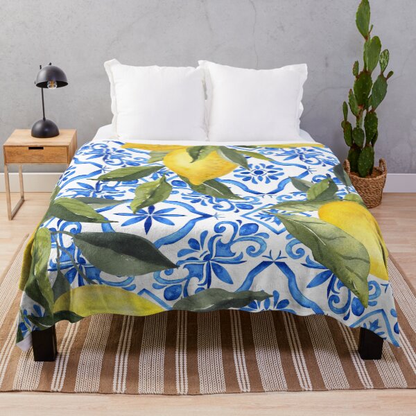 Item preview, Lemons on Blue Tiles designed and sold by Tired-Starling.