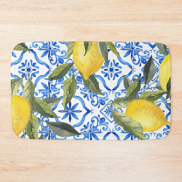Item preview, Lemons on Blue Tiles designed and sold by Tired-Starling.
