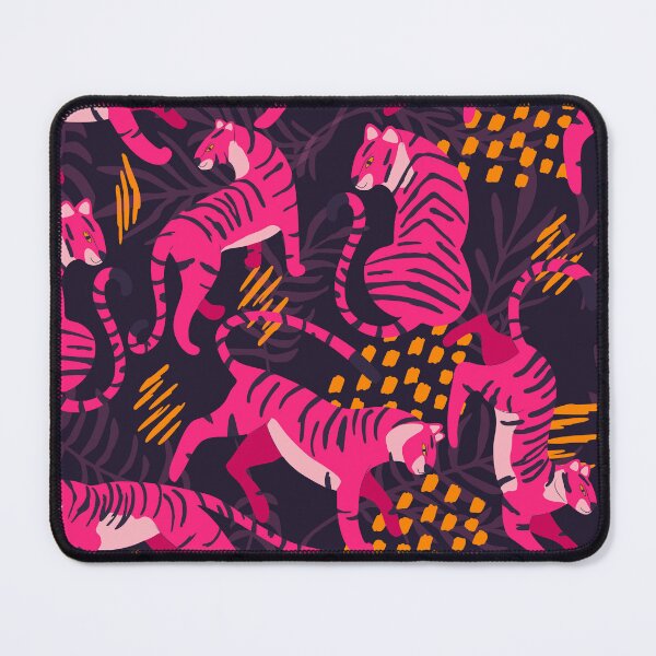 Item preview, Bright Pink Tigers on Dark Purple Pattern designed and sold by BlueLela.