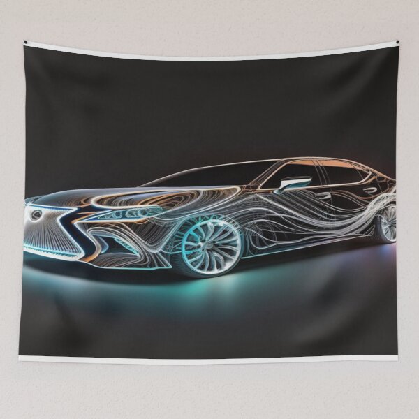 Item preview, Intricate Volumetric Lighting Artwork Of Futuristic Cars designed and sold by Unwind-Art-Work.