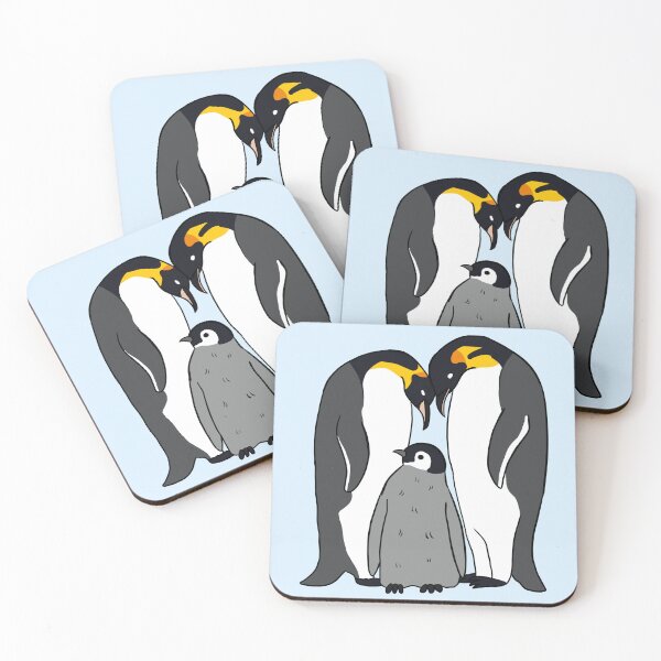 Item preview, Cute emperor penguins family mom dad and child adorable penguin cartoon illustration  designed and sold by Yarafantasyart.
