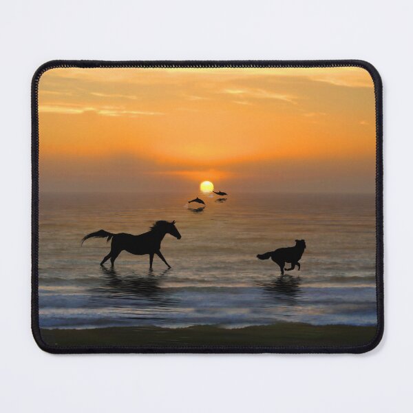 Item preview, Kindred Spirits Horse Dog Dolphins on the Beach designed and sold by Stephanie Laird.