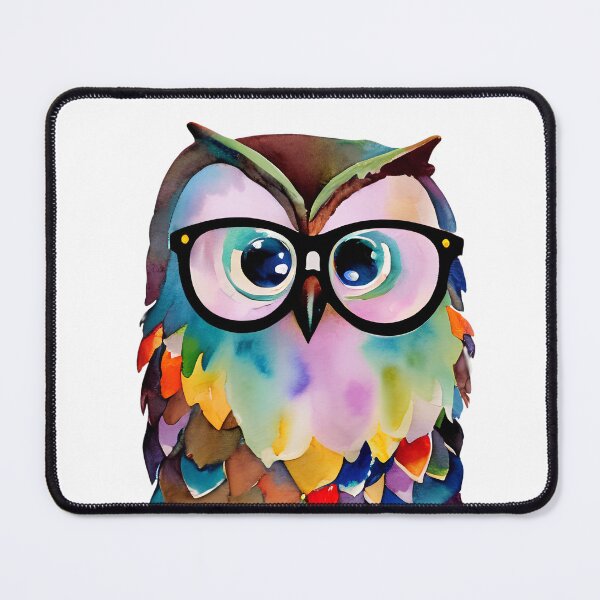 Item preview, Cute Colorful Watercolor Wise and Whimsical Owl Art - Adorable Owl with Glasses Sitting on Books 1 designed and sold by Cawaiico.