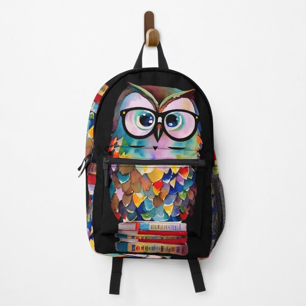 Item preview, Cute Colorful Watercolor Wise and Whimsical Owl Art - Adorable Owl with Glasses Sitting on Books 1 designed and sold by Cawaiico.