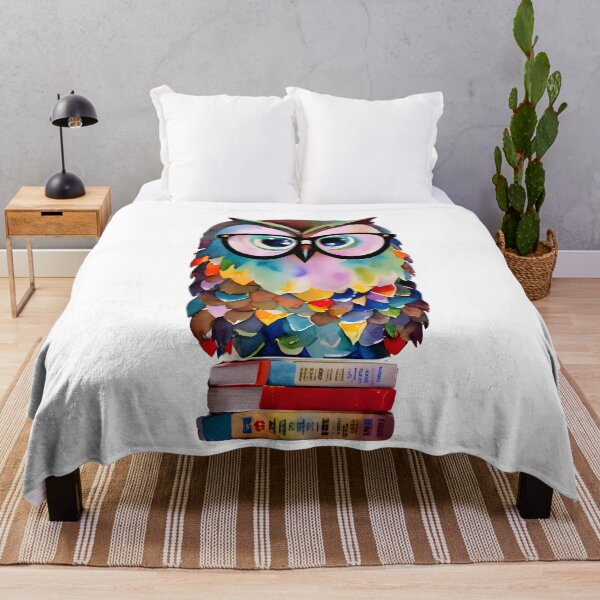 Item preview, Cute Colorful Watercolor Wise and Whimsical Owl Art - Adorable Owl with Glasses Sitting on Books 1 designed and sold by Cawaiico.