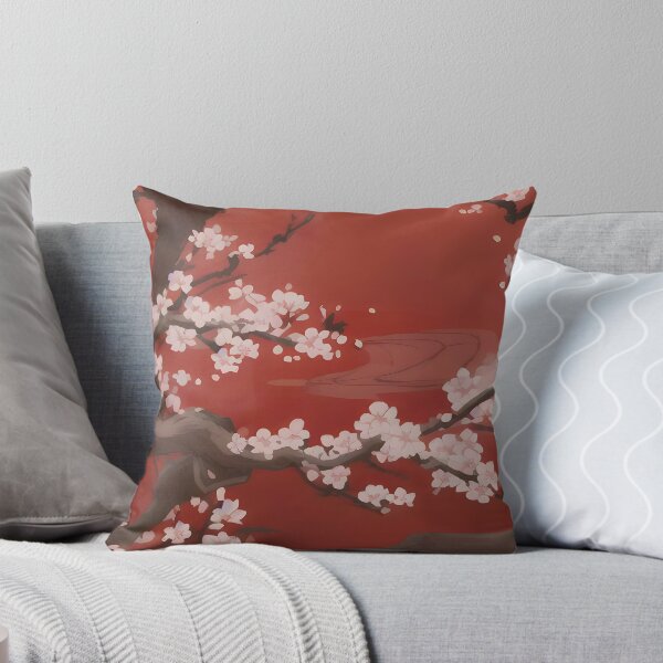 Item preview, White Cherry Blossoms On Red | Watercolor  designed and sold by Nina Baydur.