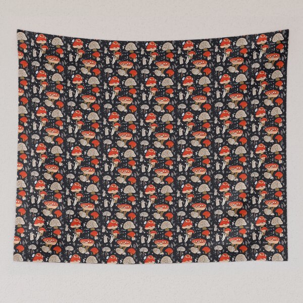 Item preview, Dark mushroom, shroom repeating pattern, black and red designed and sold by avataraustin.