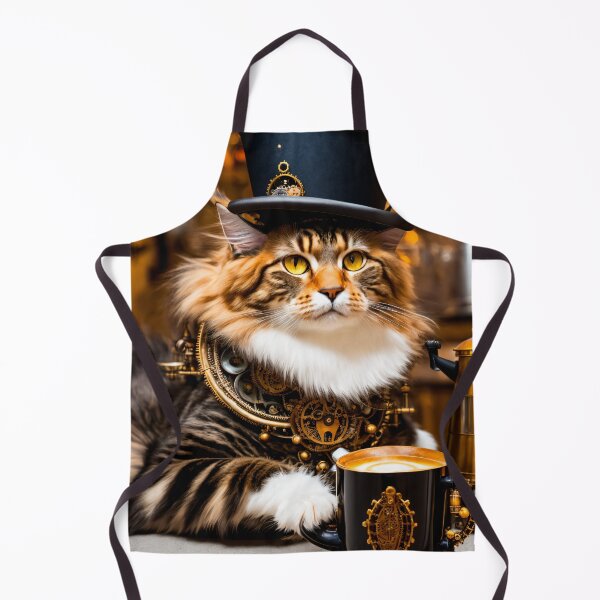 Artikelvorschau, Kreatives Design: Steampunk-Katze trinkt Kaffee entworfen und verkauft von ArtCreator2023.