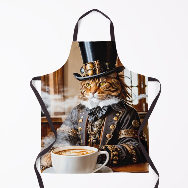 Item preview, Stylish and creative: steampunk cat on a coffee break designed and sold by ArtCreator2023.