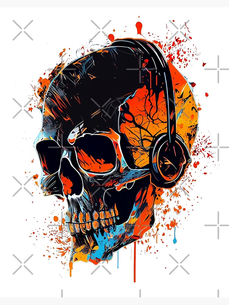 Cool Skull Listening to Music 