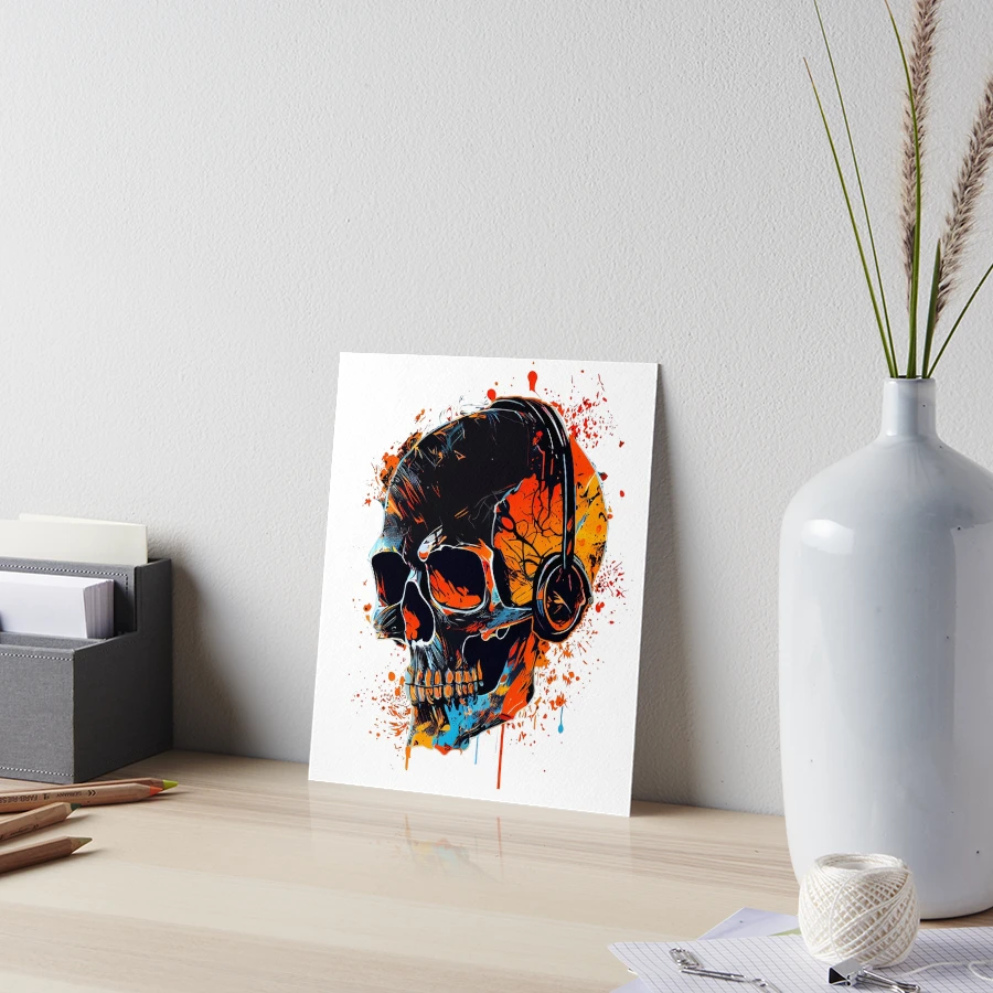 Cool Skull Listening to Music 