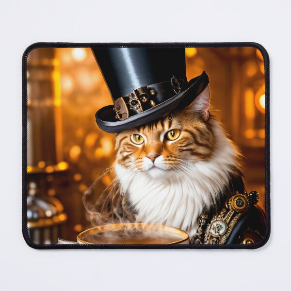 Item preview, Steampunk style coffee break with our cat designed and sold by ArtCreator2023.