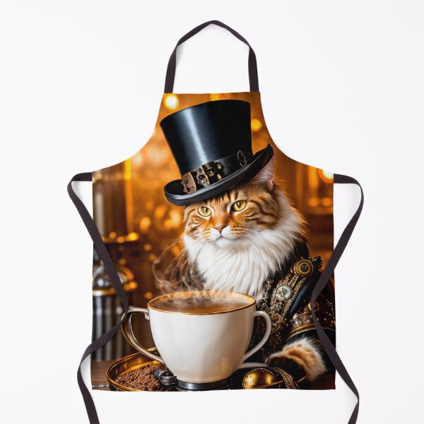 Item preview, Steampunk style coffee break with our cat designed and sold by ArtCreator2023.