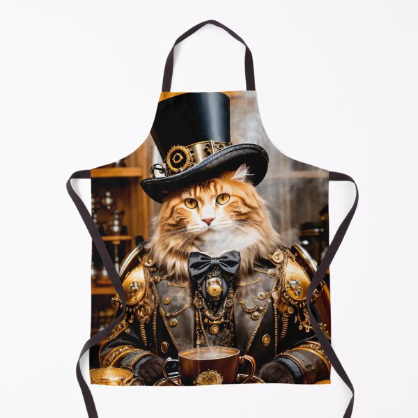 Item preview, Attention cat lovers: steampunk cat on a coffee break designed and sold by ArtCreator2023.