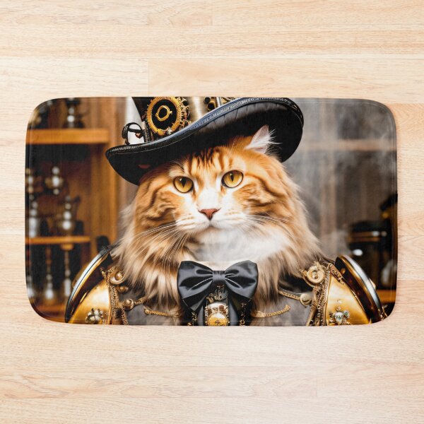 Item preview, Attention cat lovers: steampunk cat on a coffee break designed and sold by ArtCreator2023.