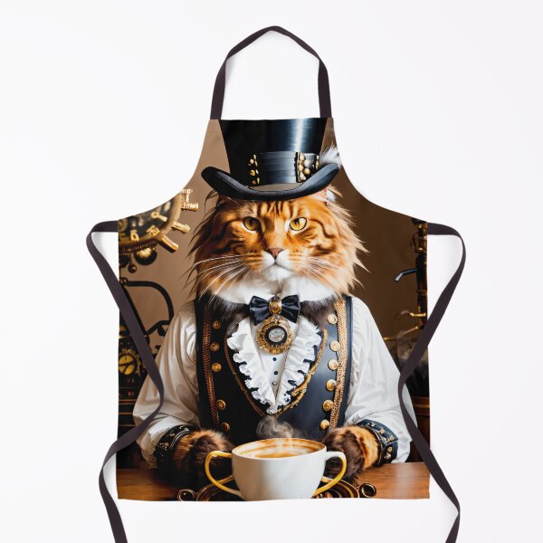 Item preview, A creative mix: steampunk cat and coffee designed and sold by ArtCreator2023.
