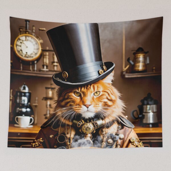 Item preview, Copy of A Creative Mixture: Steampunk Cat and Coffee designed and sold by ArtCreator2023.