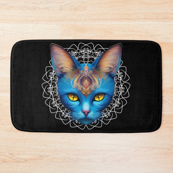 Item preview, Cat Blue Divinity in Mandala Surreal Digital Art designed and sold by BluedarkArt.