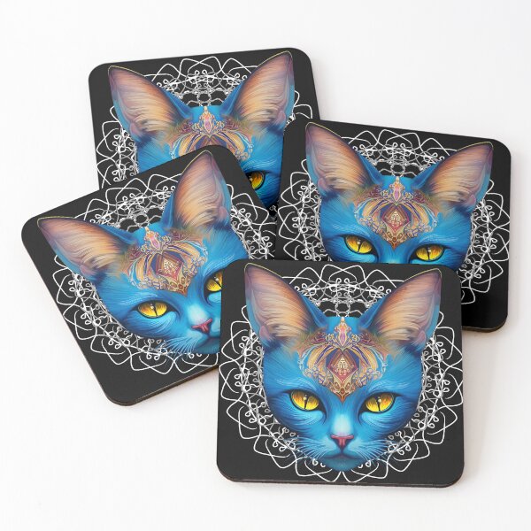 Item preview, Cat Blue Divinity in Mandala Surreal Digital Art designed and sold by BluedarkArt.