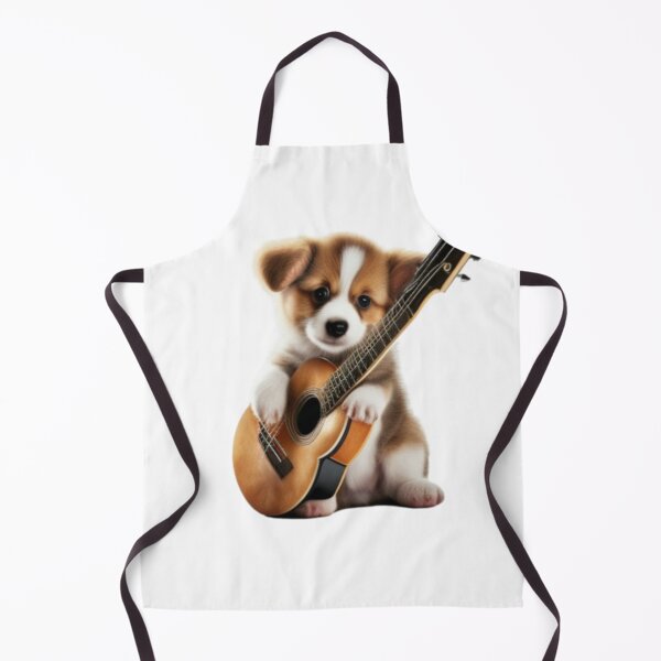 Item preview, cute puppy plays guitar- puupy lovers, pets, animals, music lovers designed and sold by ZekoStick.