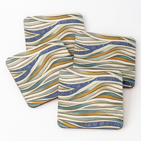 Item preview, Mediterranean Waves, Abstract Spanish style tile with orange and blue tones designed and sold by LunarSeaArt.