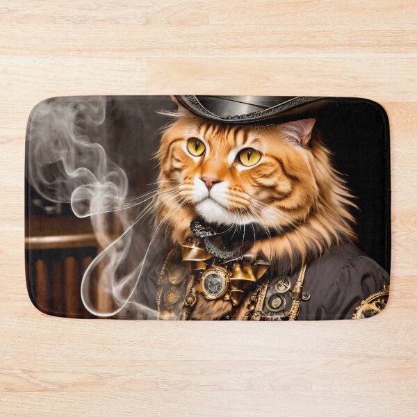 Item preview, A special work of art: steampunk cat in front of a cup of coffee designed and sold by ArtCreator2023.