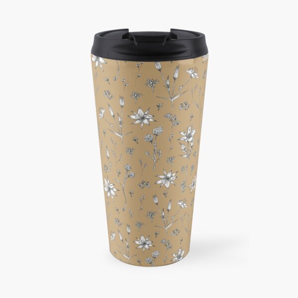 Arenaria pungens flowers with ocher background Travel Coffee Mug