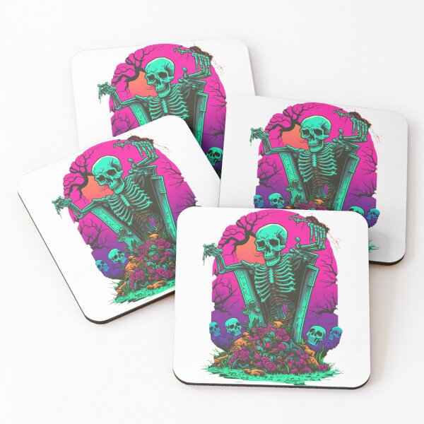 Item preview, Skeleton Rising From Grave Rock Band Graphic 90's Synthwave  designed and sold by StayCreepy13.