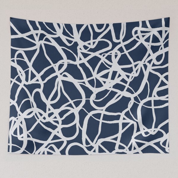 Item preview, Brushstroke Swirl - White on Navy designed and sold by Blue-Banana.