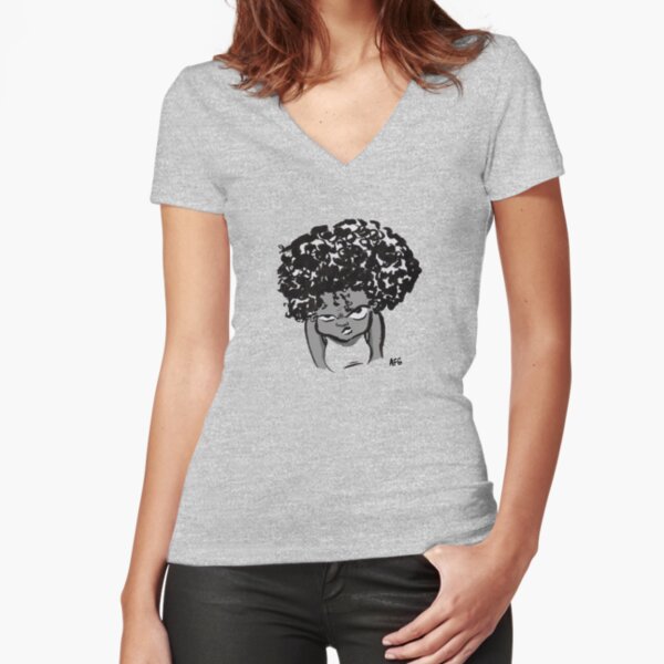 Annoyed Little Girl Fitted V-Neck T-Shirt