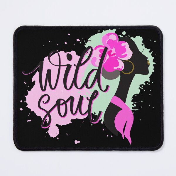 Item preview, Wild Soul Lady Flower Silhouette Wild Positive Phrase abstract black Pink Green Art designed and sold by Mimielitas-Shop.