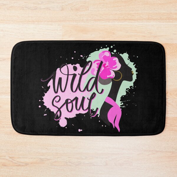 Item preview, Wild Soul Lady Flower Silhouette Wild Positive Phrase abstract black Pink Green Art  designed and sold by Mimielitas-Shop.